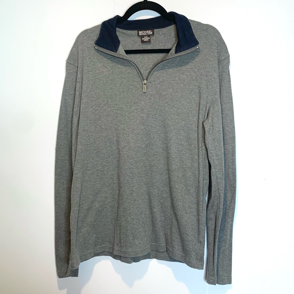 MICHAEL Michael Kors Lightweight Gray Men’s Quarter Zip Sweatshirt Pullover
